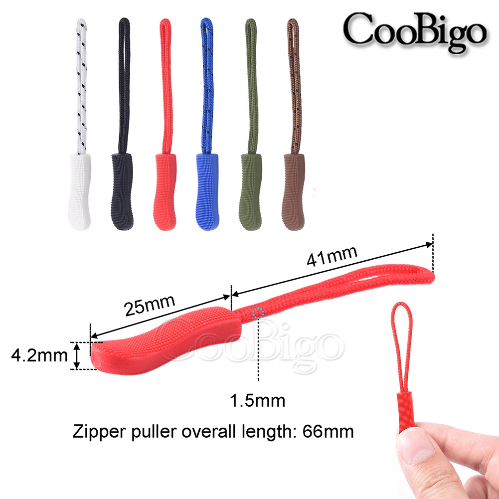 10pcs Zipper Pull Puller End Fit Rope Tag Replacement Clip Fixer Zip Cord Extender Tab Bag Backpack Luggage Clothing Suitcase