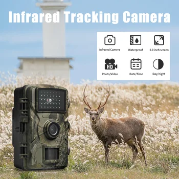 Telecamera da caccia 1080P da 16 MP Trigger attivato dal movimento per visione notturna a infrarossi impermeabile per il monitoraggio e la esplorazione della fauna selvatica