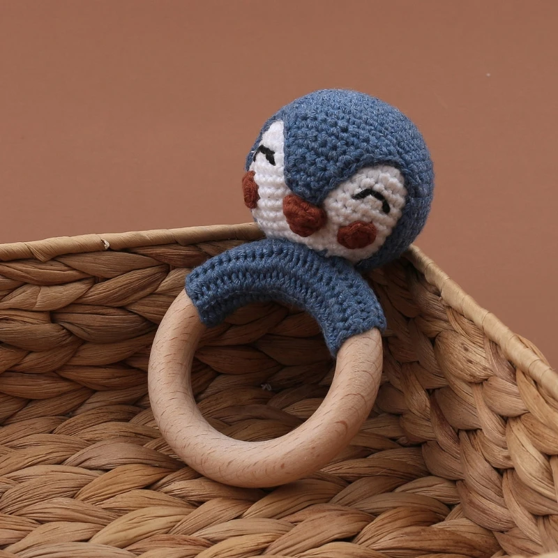 HUYU Natural Sensory Toys for Newborn Shower Gift Sensory Gifts Beige Wood Boho Baby Teething Toys Stroller Hanging Pendants