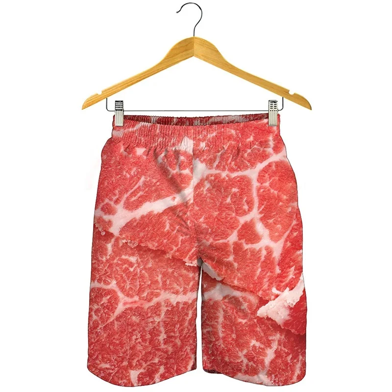 Funny Meat Graphic Beach Shorts For Men Summer Casual Board Ice Shorts 3d Print Loose Plus Size Trunk Short Pants Streetwear 2