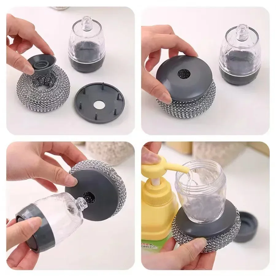 1~10PCs Portable Kitchen Soap Dispensing Dishwashing Tool Brush Easy To Use Scrubber Wash Kitchen Cleaning Tools 2