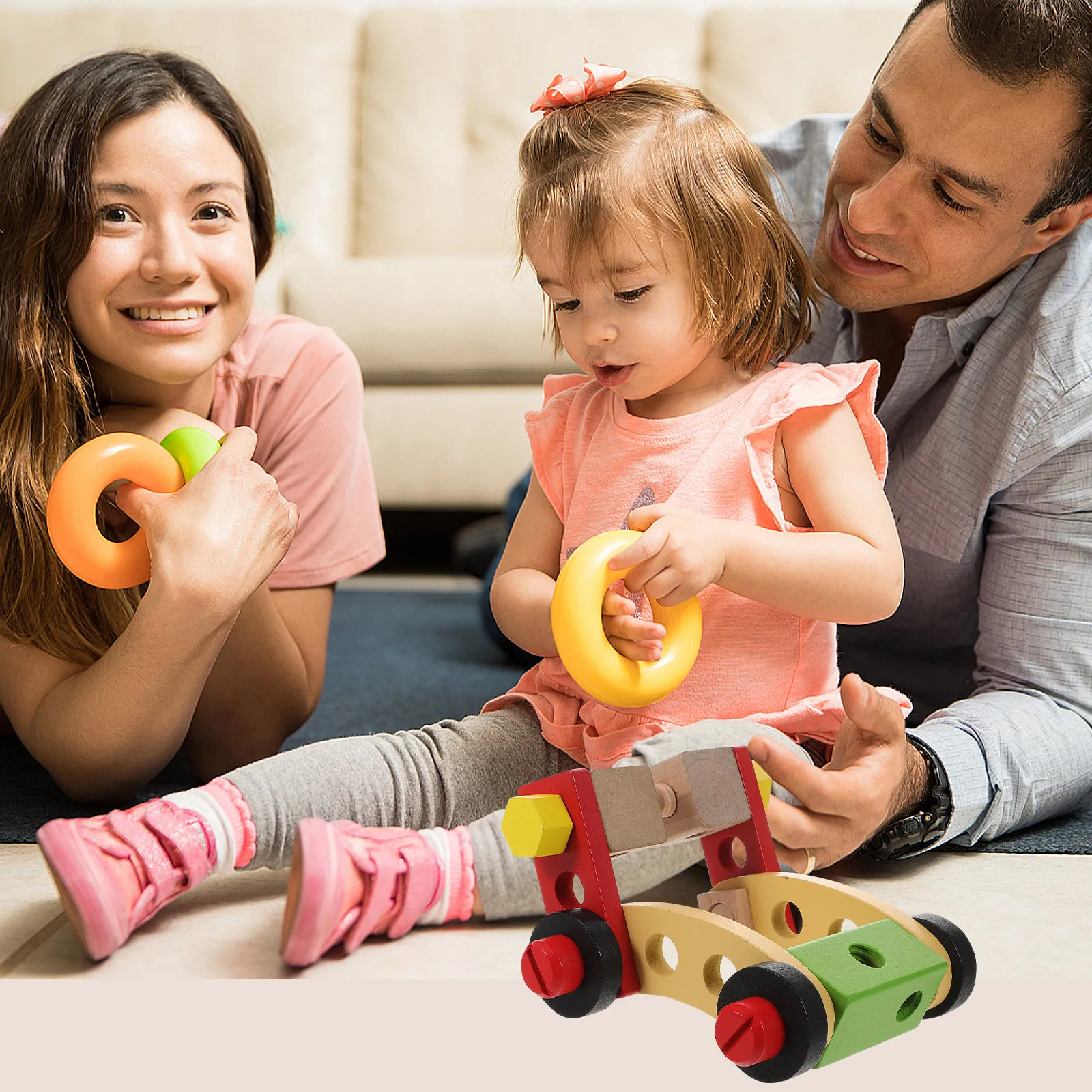 1 세트 나무 DIY 조립 자동차 어린이를위한 창의적 교육용 경량 DIY 조립 나무 자동차 손과 눈의 협응력 향상