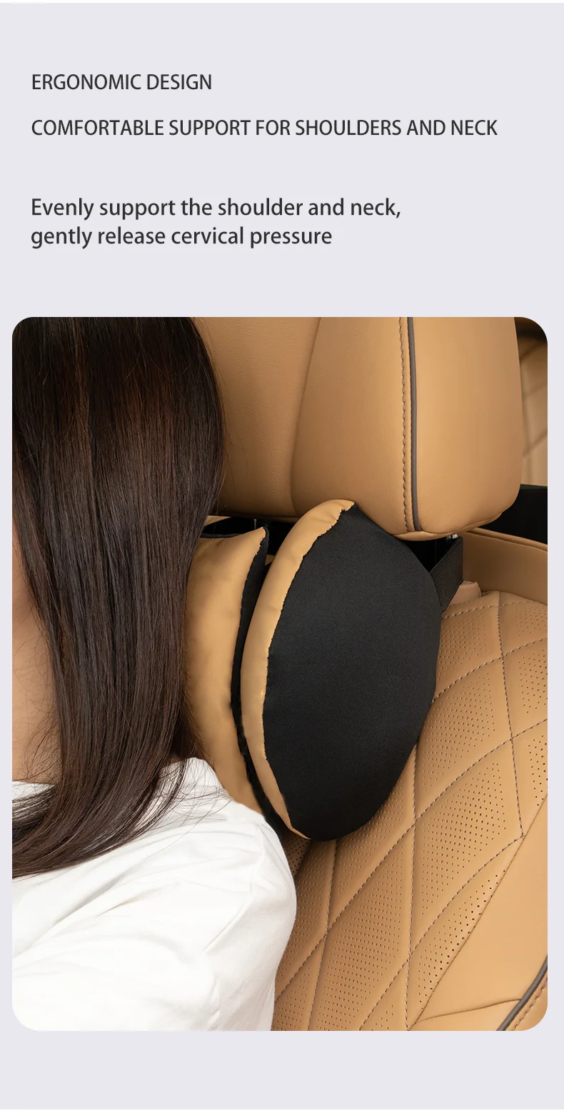 High quality car neck pillow headrest lumbar support leather material Comfort an