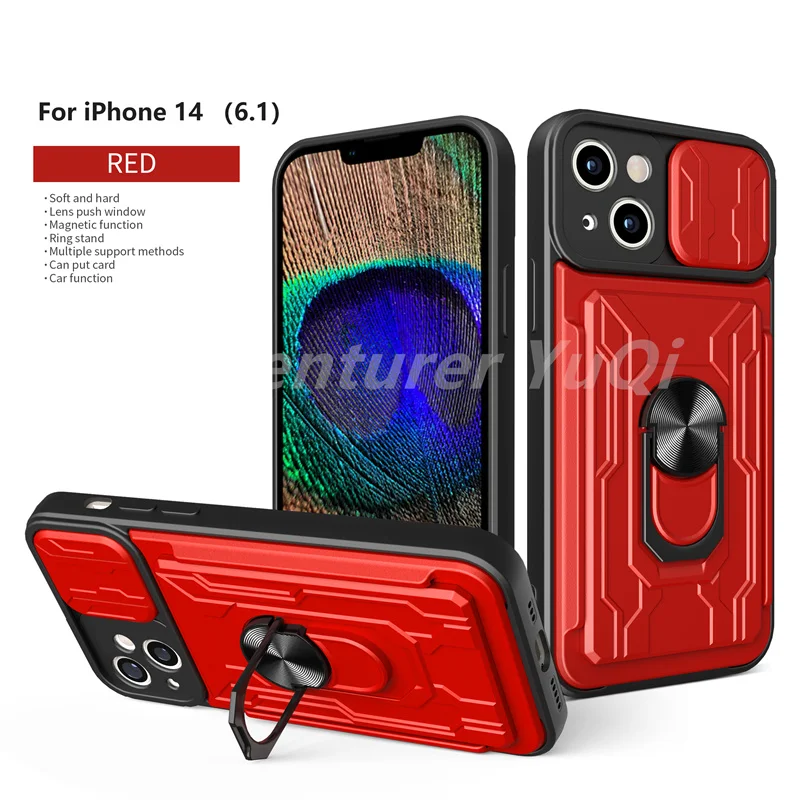 Shockproof Bumper Armor Case for iPhone 14 13 12 11 Pro Max Military-Grade Drop Protection Ring Kickstand Card pocket X XS XR cute iphone xr cases