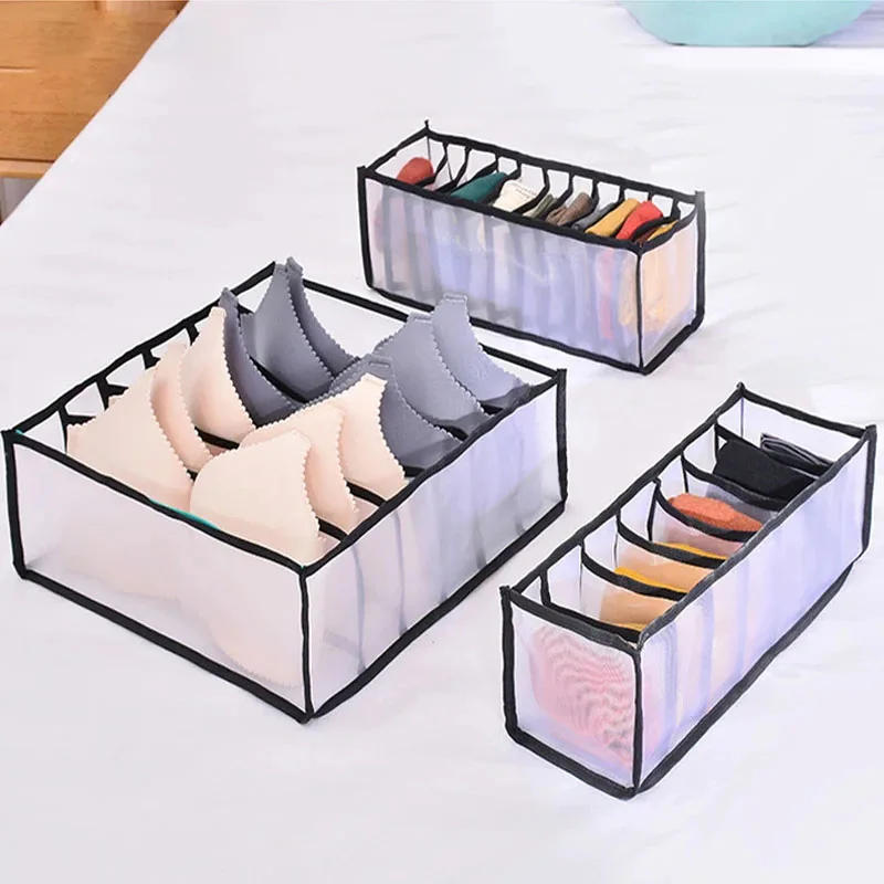 나일론 분리 옷장 보관함, 속옷 브래지어 보관함, 접이식 타이 스카프 속옷 양말 브래지어 보관함, 1 개