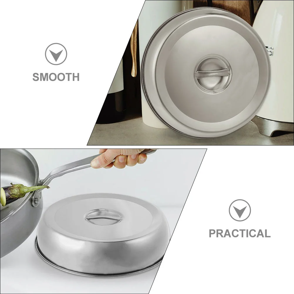 Stainless Steel Circular Pot Lid Food Dome Kitchen Cookware Grill Cover Plates Household Protective Steam Retainer Pan Dining
