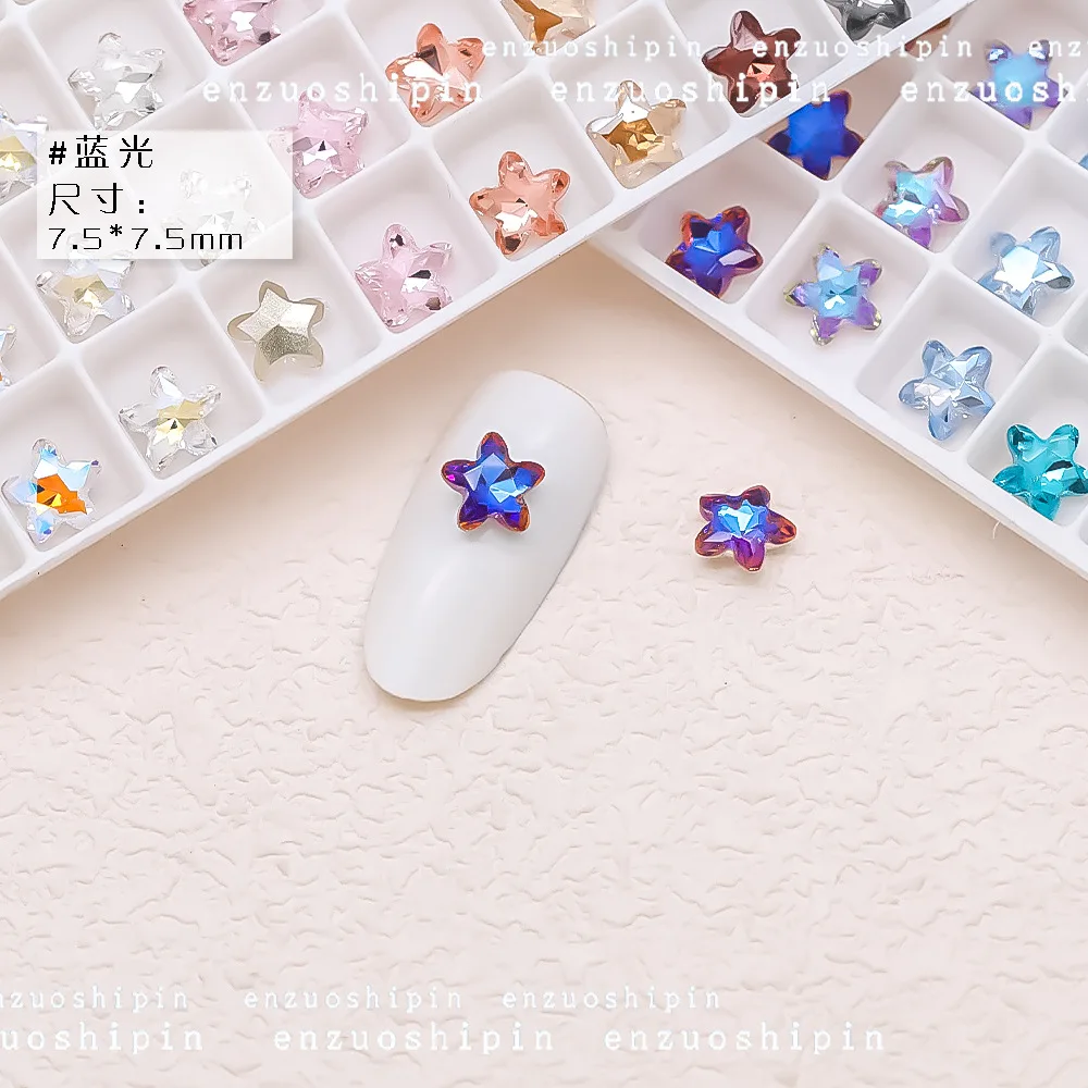 100 stücke Nagel verbesserung Seestern Schmuck Kristall spitzen Boden Diamant kleine Größe weißen Stern Glas Nagel Diamant Dekoration – Detail 8