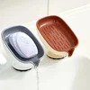 Suction Cup Soap Dish with Drain Water Punching Free Soap Holder Household Light Luxury Bathroom Soap Container Bathroom Supply 2