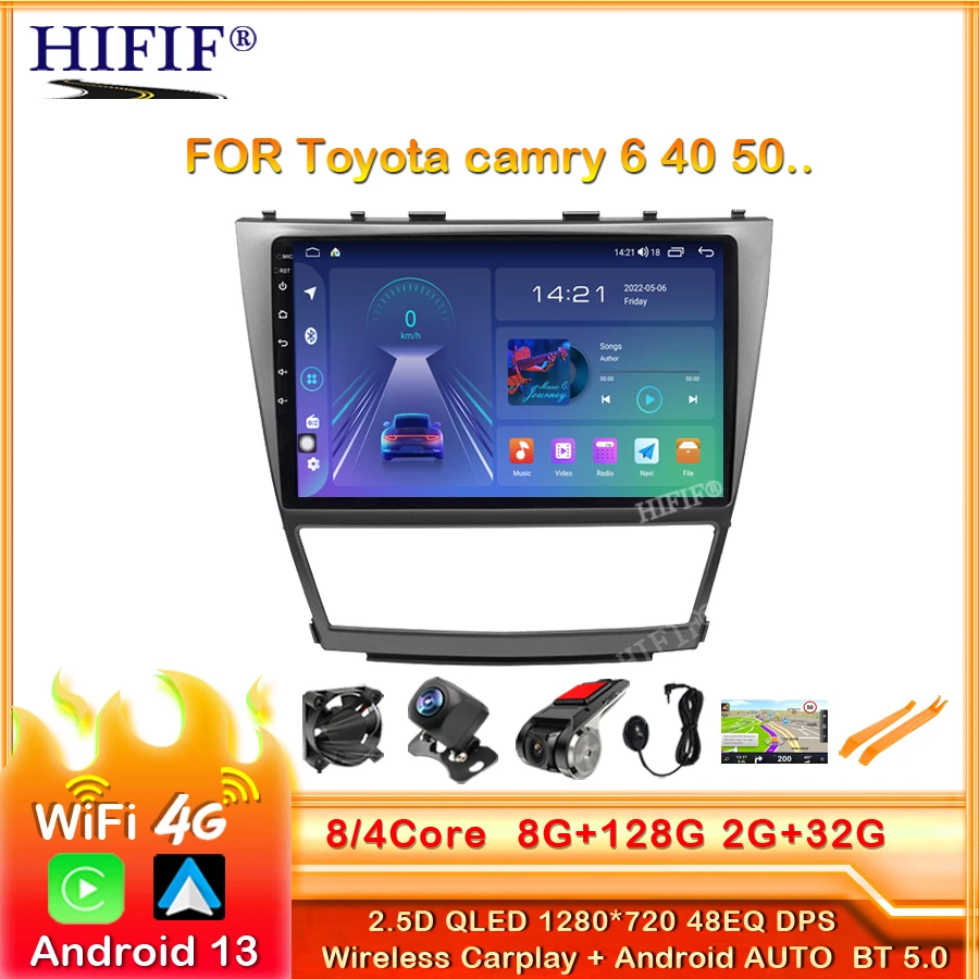 

10,1 дюймовый 1280*720 Android 13 для Toyota Camry 40 2006-2011 Автомобильный dvd-плеер с GPS 3G 4G WIFI BT Радио Стерео навигация карта