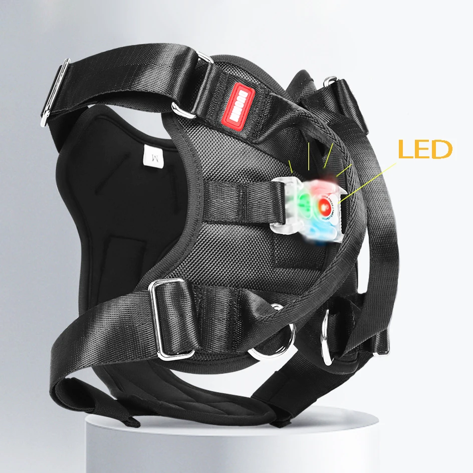 

Светящаяся шлейка для собак, тактический тренировочный жилет для домашних питомцев с мигающим зеркальным светоотражающим беззажимным шлейфом для маленьких и больших собак