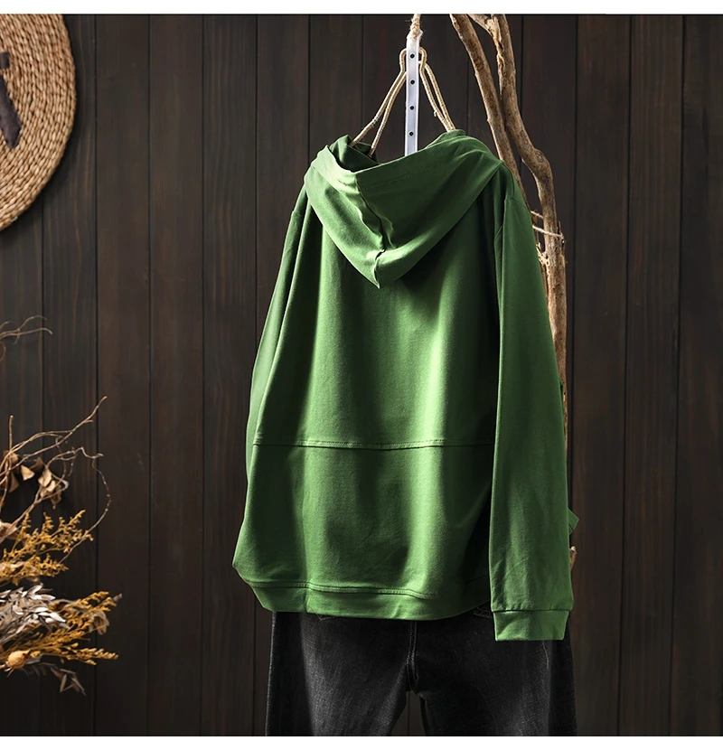 Women's Vintage and Casual Long-sleeved Pullover Top, 2025 New Spring Loose Hooded Sweatshirt