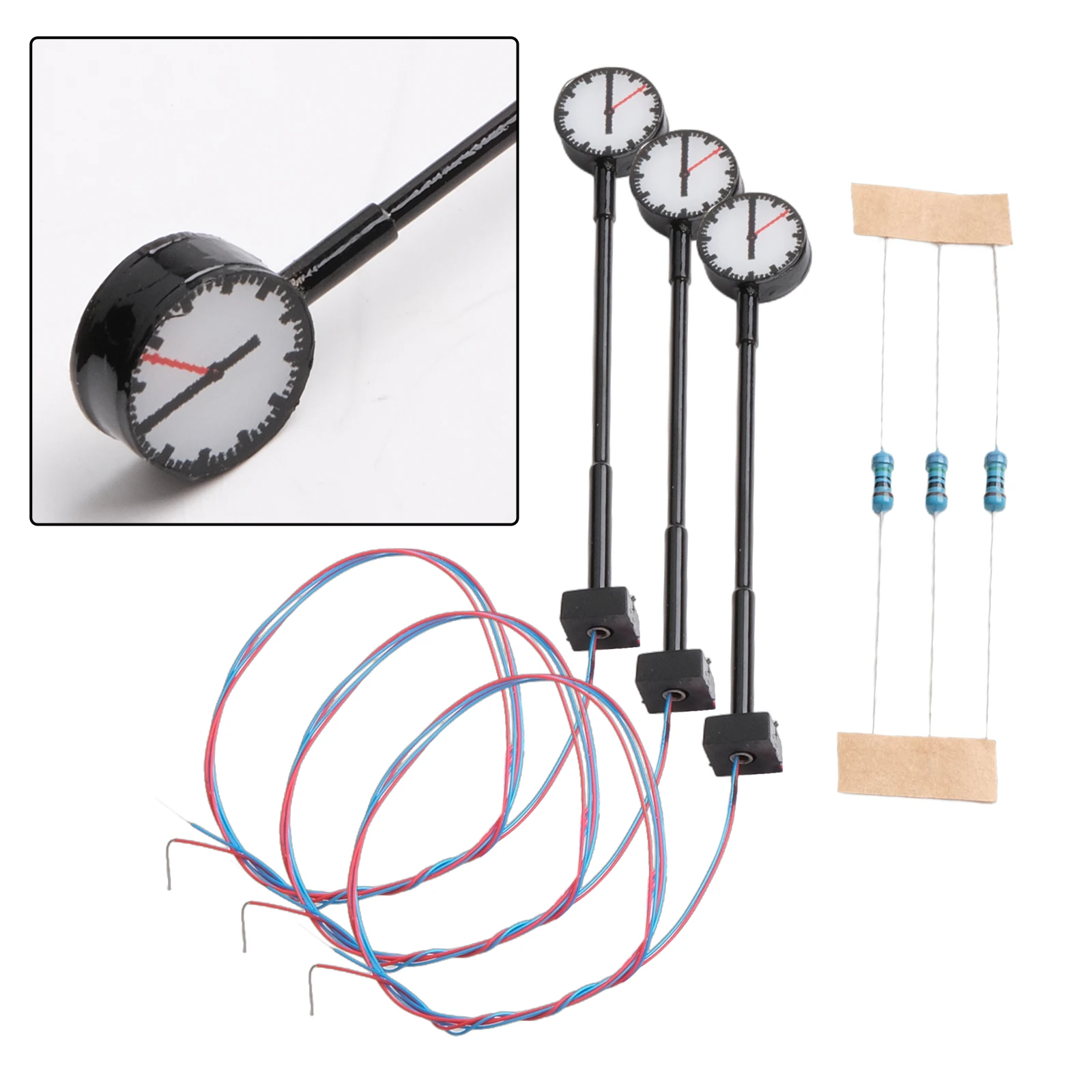 Description Picture 4 of item3pc Model Railway Lights Lit Platform Clock Lamp Train Station Layout HO N Scale Complete With Wires And LEDs And Can Be Lighted