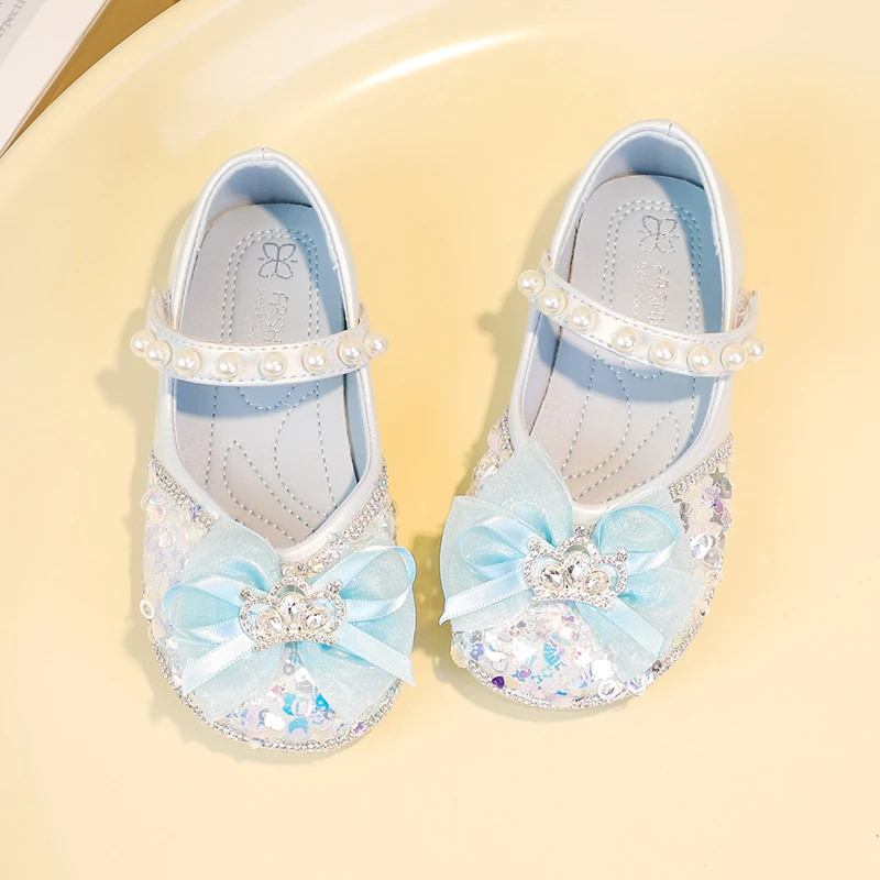 Girls Leather Princess Party Shoes with Soft Bottom