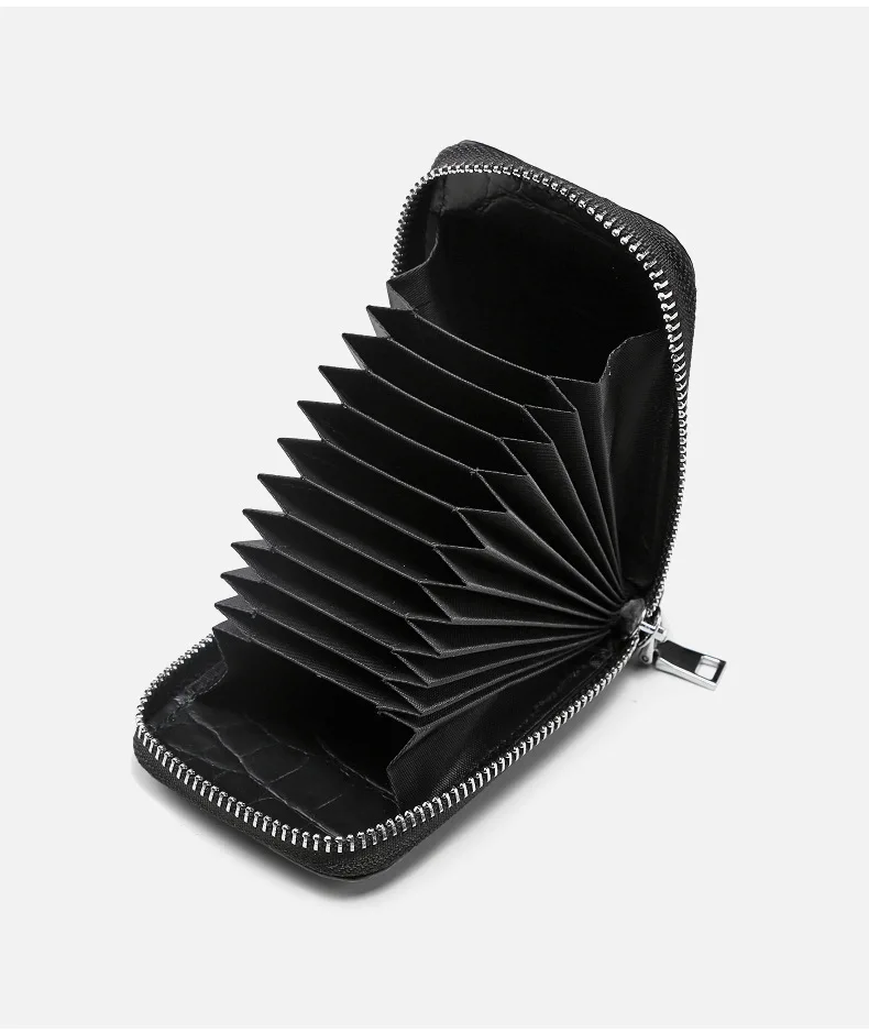 Genuine Crocodile Leather Small Card Holder for Men Multiple Card Slots, Anti-Degaussing High-end Portable ID and Bank Card Case