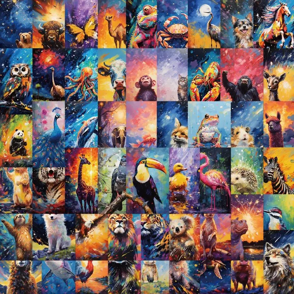

10/55PCS Cartoon Galaxy Colored Animals Stickers Decoration Skateboard Computer Laptop Cute Kawaii Graffiti Sticker Wholesale