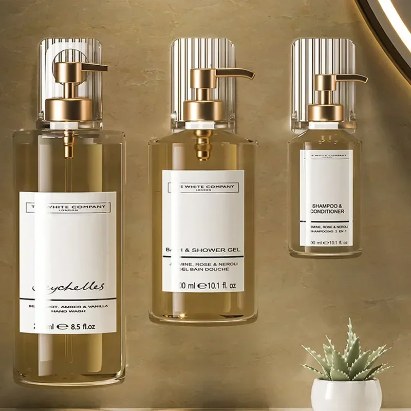 Shower Gel Bottle Rack Adjustable Shampoo Bottle Holder Hand Soap Dispenser Hook Wall Mounted Free Punching,storage rack,towel rack,shower shelf,bathroom accessories,shampoo rack,shampoo holder