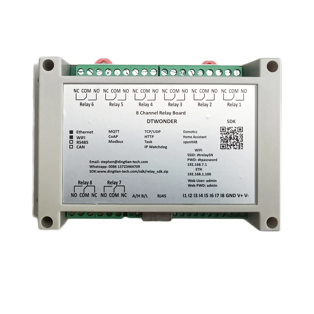 Ethernet Relay Module Board ESP32 WiFi RS485 CAN Home Assistant Domoticz 3