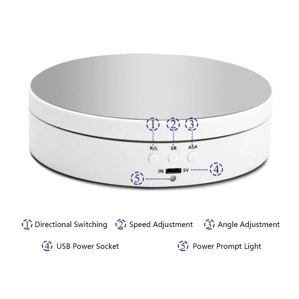 Soporte giratorio motorizado, mesa giratoria eléctrica de 8 pulgadas/carga  de 6.6 libras, base giratoria de velocidad ajustable de 360 grados para