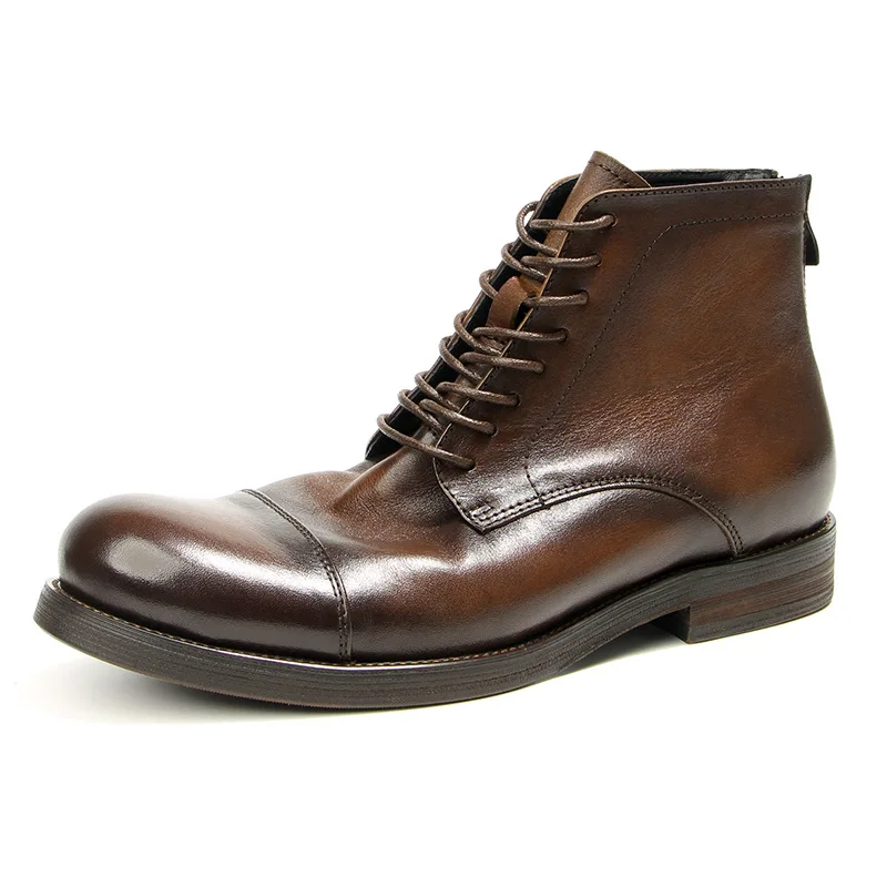 

Soft Leather Mens Vintage Ankle Boots Luxury Quality Handmade Brand Comfortable Fashion British Style Business Shoes Boots Male
