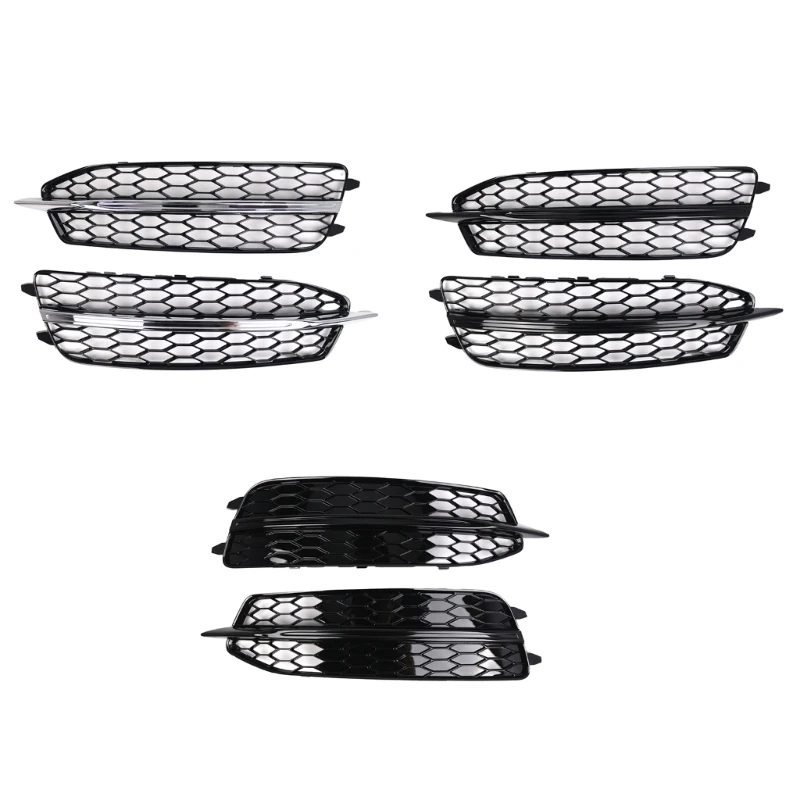 

Car Left Right Front Bumper Fog Light Lower GrillesGrills Mesh Cover Trim Vent for 4G0807681D 4G0807682D Easy to Drop Shipping