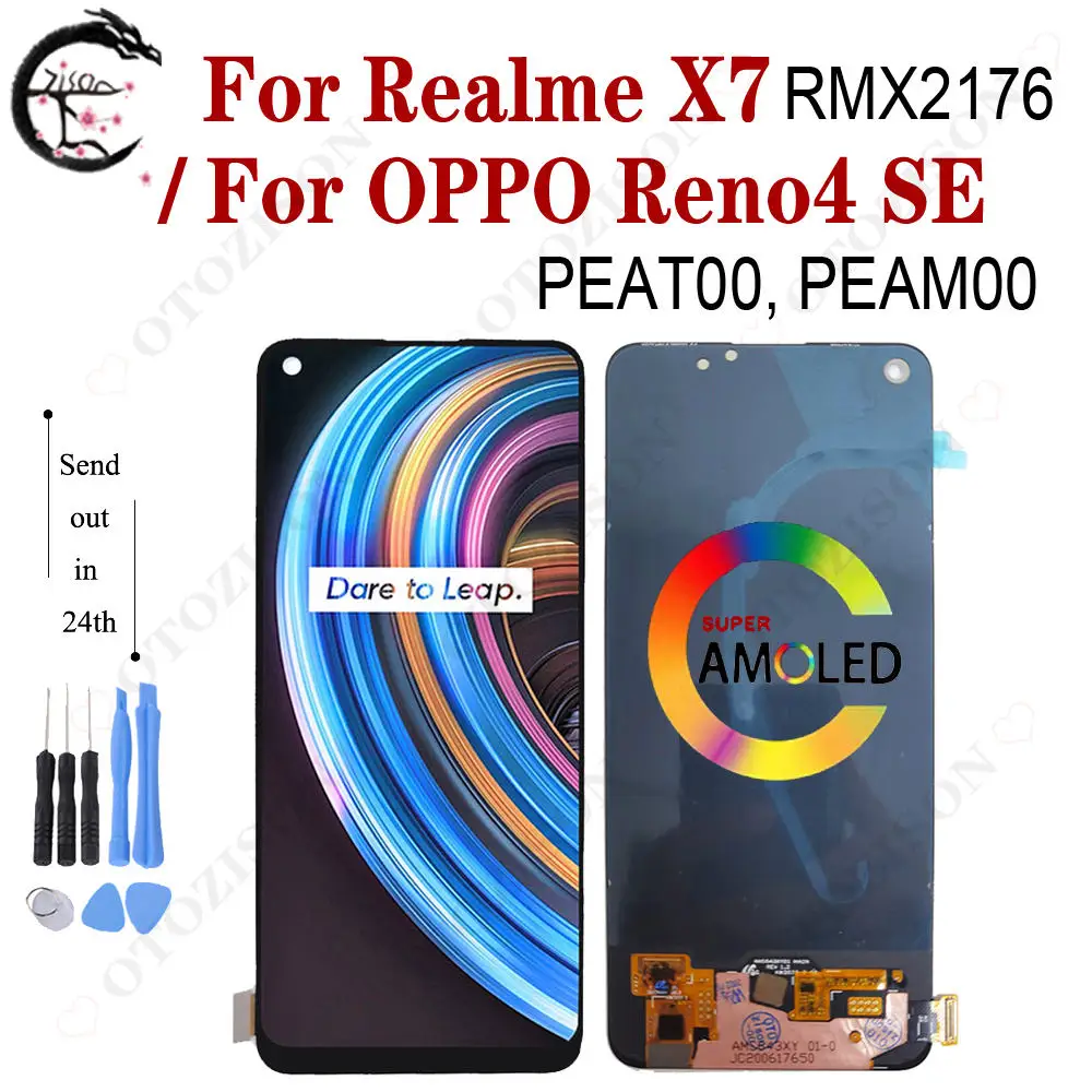 

ЖК-дисплей 6,4 дюйма для Realme X7 RMX2176, экран для OPPO Reno4 SE, ЖК-дисплей с сенсорным дигитайзером в сборе, запасной дисплей PEAM00 PEAT00