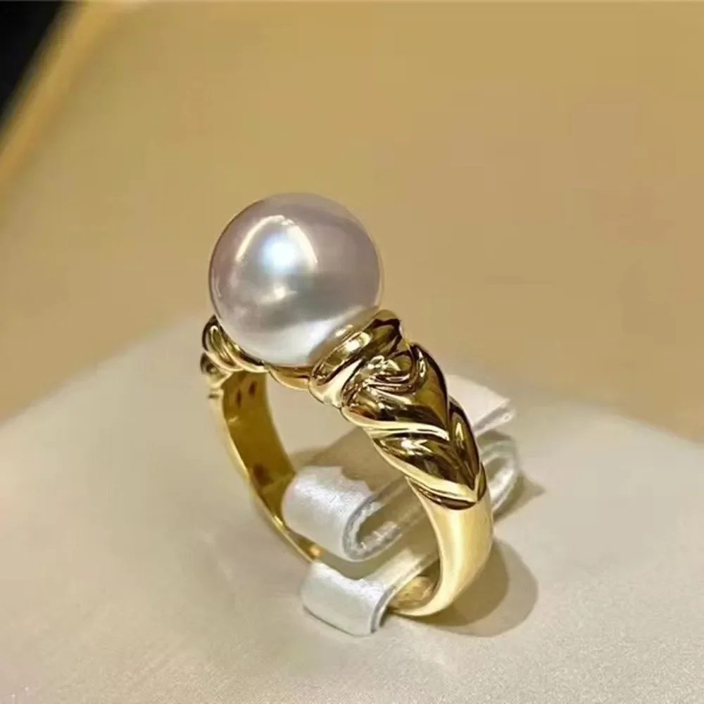 

DIY Pearl Ring Accessories S925 Sterling Silver Ring Empty Set Fashion Gold Silver Jewelry Set Fit 11-13mm Circle Z377