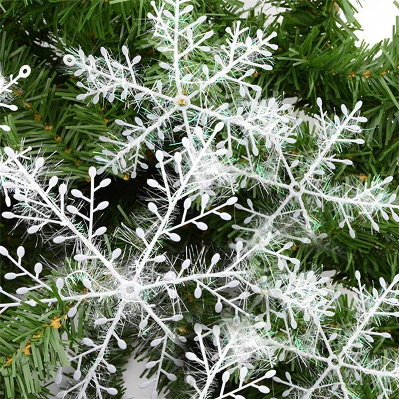 Christmas Ornaments Artificial White Snowflakes Xmas Tree Hanging Pendents DIY Fake Snow Flake