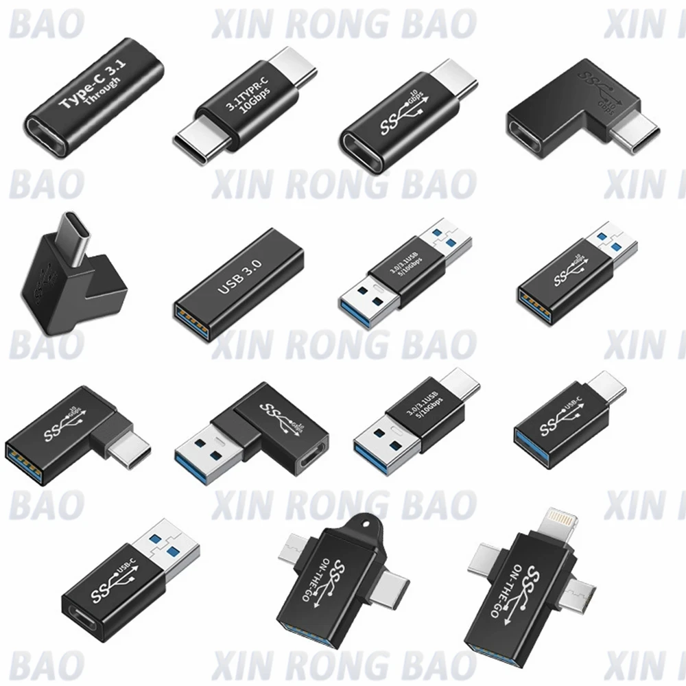Changer Extender Converter Type C Adapter USB3.0 to type-c3.1 Male to Micro USB Female USB-C Converter 10GBps Suitable for Laptop Power Adapter
