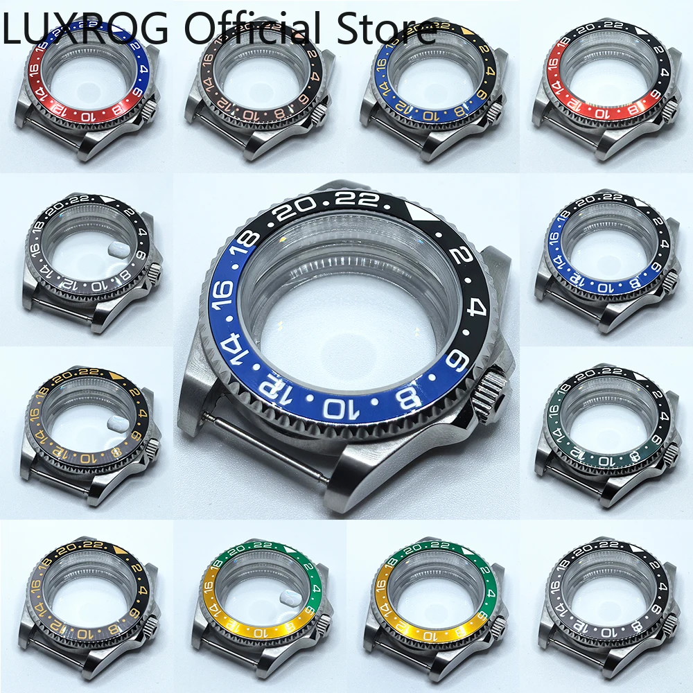 Stainless Steel 40MM Black Blue Ceramic Insert Watch Case