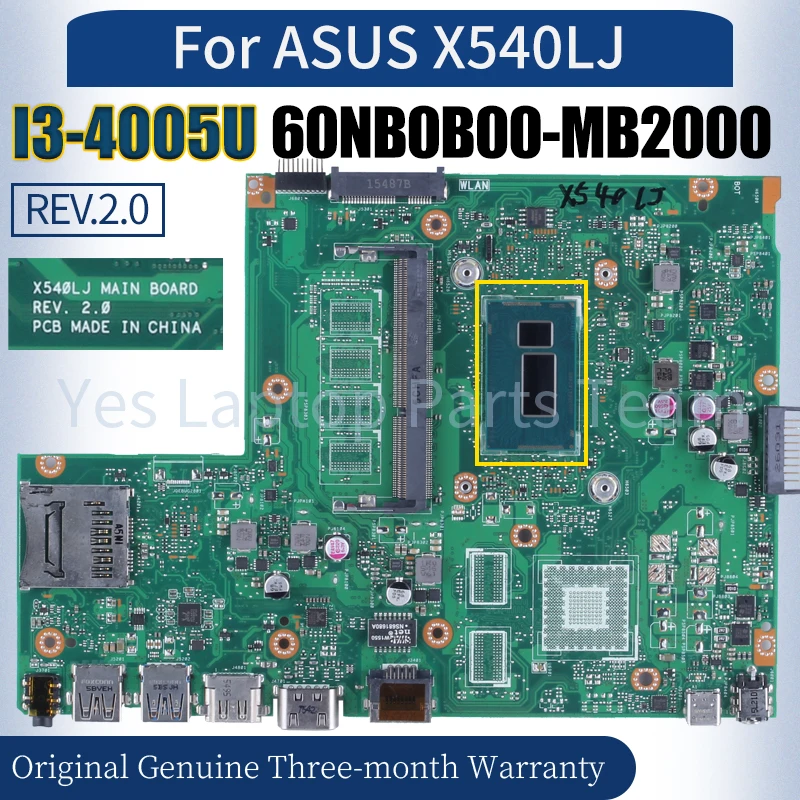 Laptop Mainboard para Asus X540lj 100 Totalmente Testado Notebook Motherboard 60nb0b00-mb2000 Sr1ek Rev.2.0