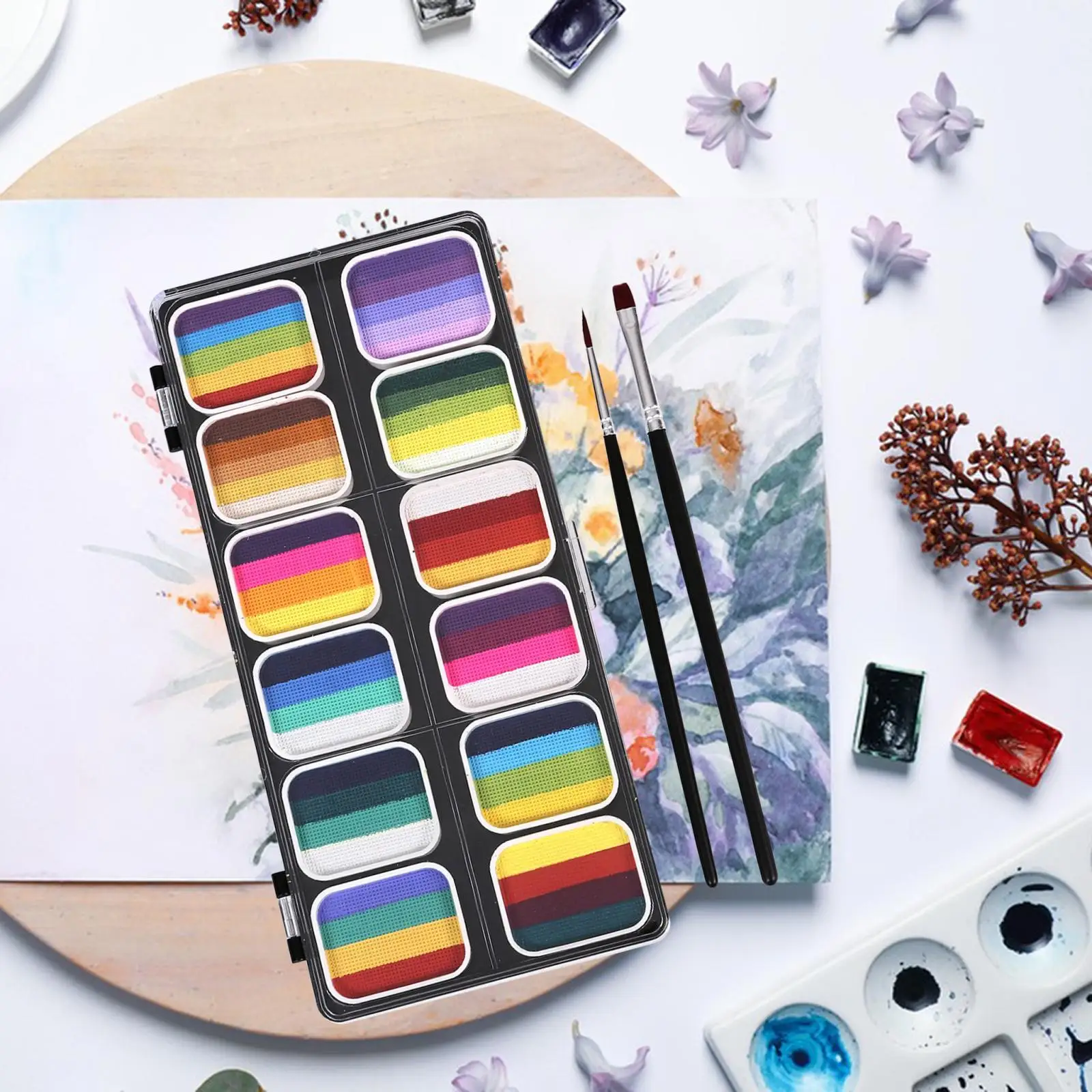 Face Paint Palette Makeup Kit 12 Water based Paints for Kid Adult Practical Professional Face Painting Set Washable body face paint face body paint