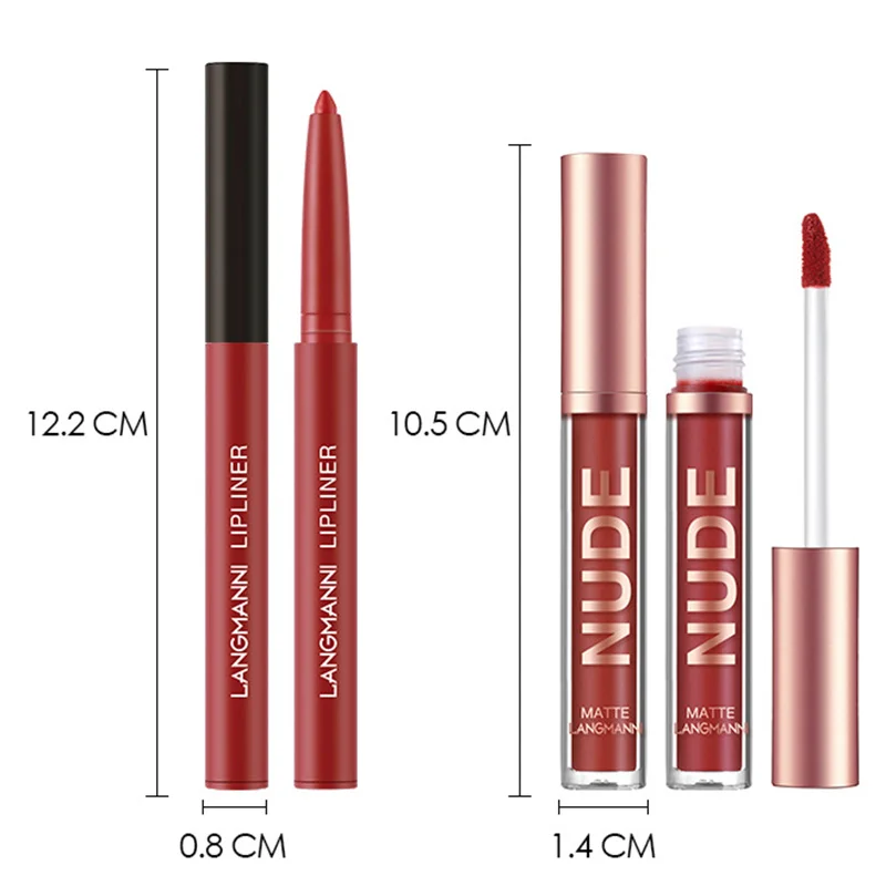 Lip Gloss Lip Liner Set 2pcs/set Lip Makeup Lip Balm Lip Glaze Lip Tint Lip Oil Lip Stain Lip Lacquer Lip Plumper