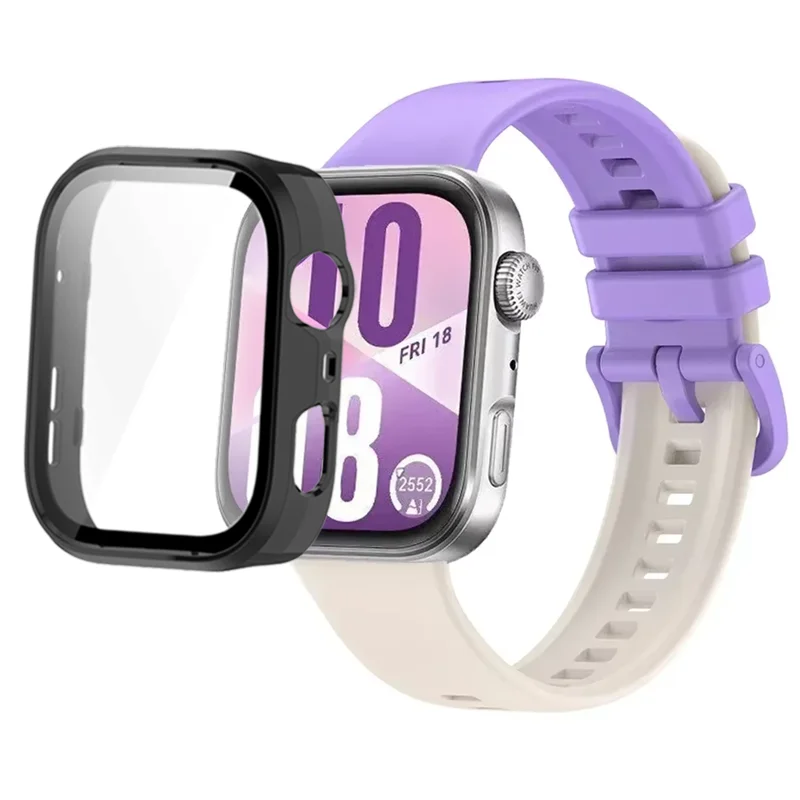 Breathable Silicone Strap with Protective Tempered Glass Screen and HD PC Case