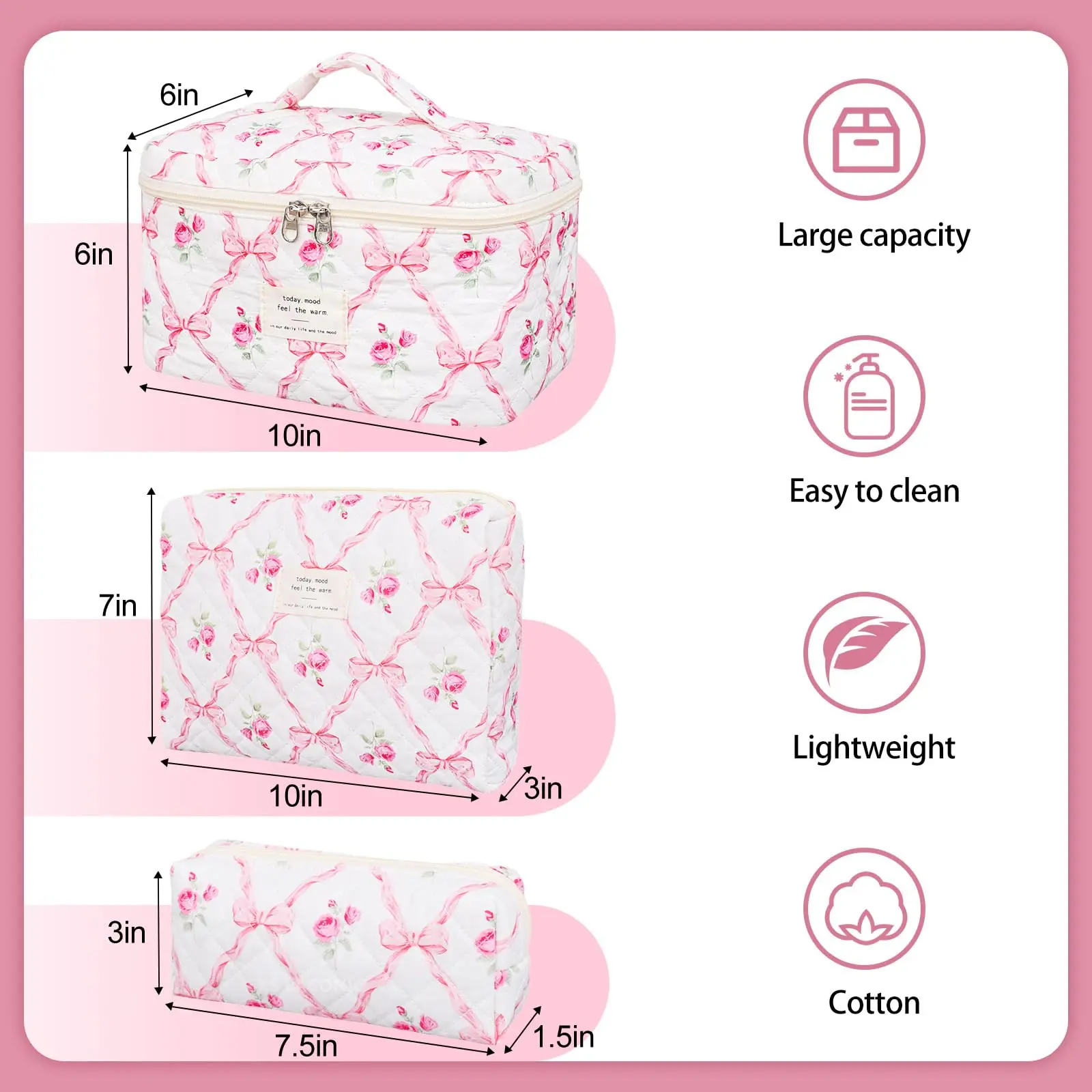 Fashion Vintage Flower Women Makeup Bag Cotton Tote Portable Female Cosmetic Storage Handbag Travel Organizer Zipper Quilted Bag 2