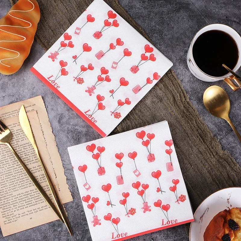 New Love Printing Napkins Colorful Paper Napkins Butterfly Bone Bart Handmade DIY Materials with Paper Wedding Towels 2Ply