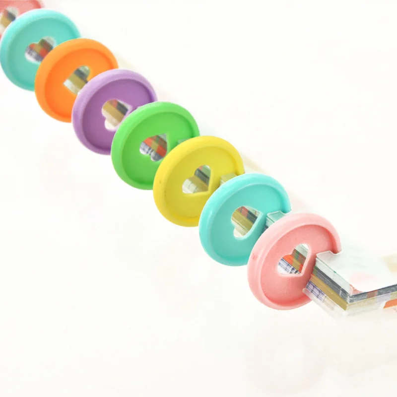 100pcs 28mm 버섯 구멍 루스 리프 링 노트북 앨범 데이터 북 플라스틱 투명 하트 마카롱 디스크 Discbound 디스크