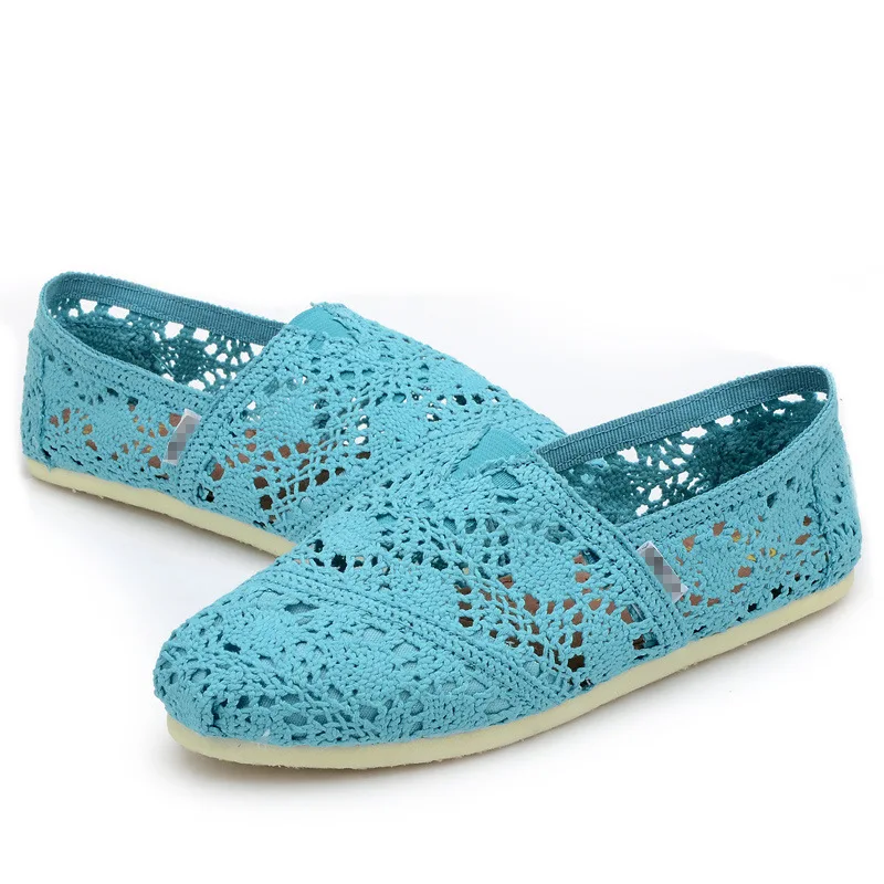 Breathable Round Toe Casual Sneaker Lace Mesh Hollow Out Fashion Elegant Comfortable Flat Women's Summer Shoes