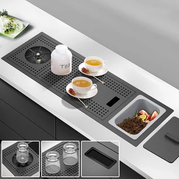 นาโนเมตรสีดําซ่อนถ้วย Rinser Bar อ่างล้างจาน SUS 304 สแตนเลส Handmade ถ้วยเครื่องซักผ้าบาร์อ่างล้างจานพร้อมถังขยะ 2