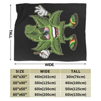 Stoned Leaf Weed Smoking Cartoon Blanket Soft Warm Flannel Throw Blanket Bedding for Bed Living room Travel Home Couch 1