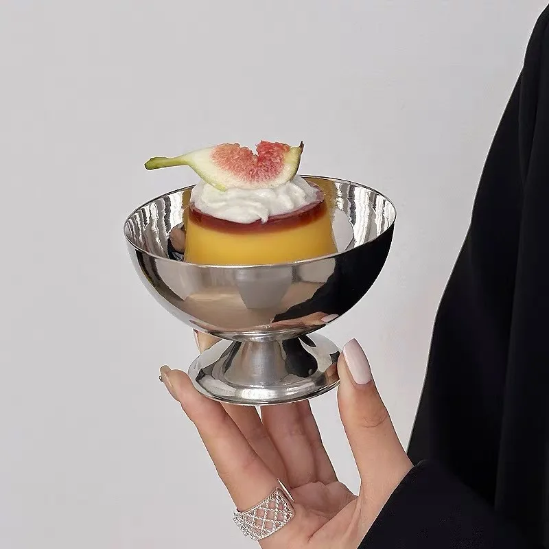 Ice Cream Stainless Steel Cup | Salad Dessert Bowl for Milkshake Snack, Fruit Yogurt Cake Dish for Home & Party Convenient