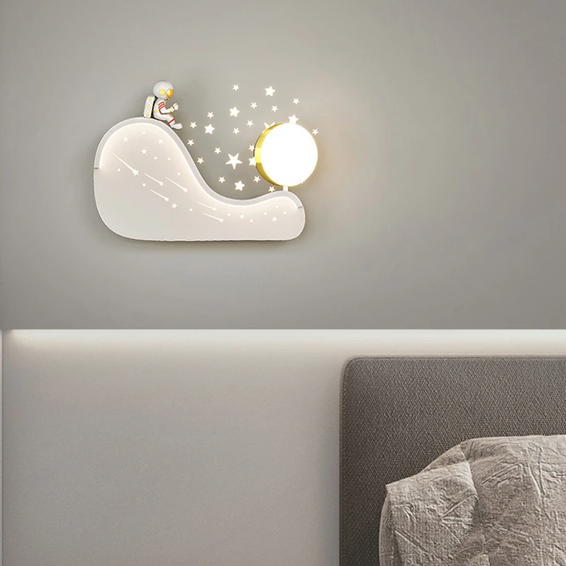 

Bedside Lamp Boy's Room Background Wall Lamps Simple Creative Planet Moon Wall Lamp Bedroom Star Lamp Loft Decor Starry Sky Lamp