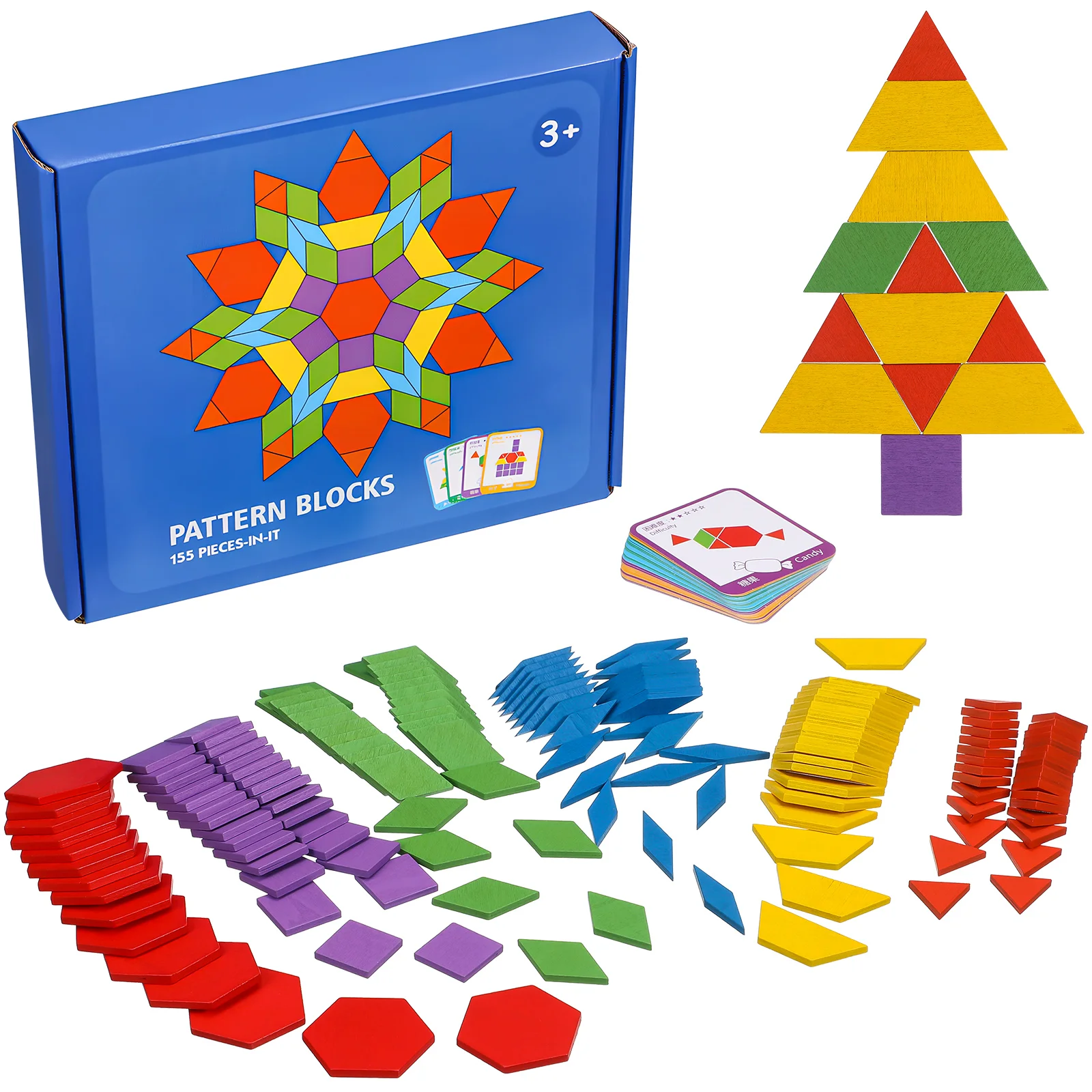 

155 Pcs Creative Wooden Puzzle Educational Toy Pattern Blocks Tangram Puzzles Shapes Preschool Toys Learning Activities