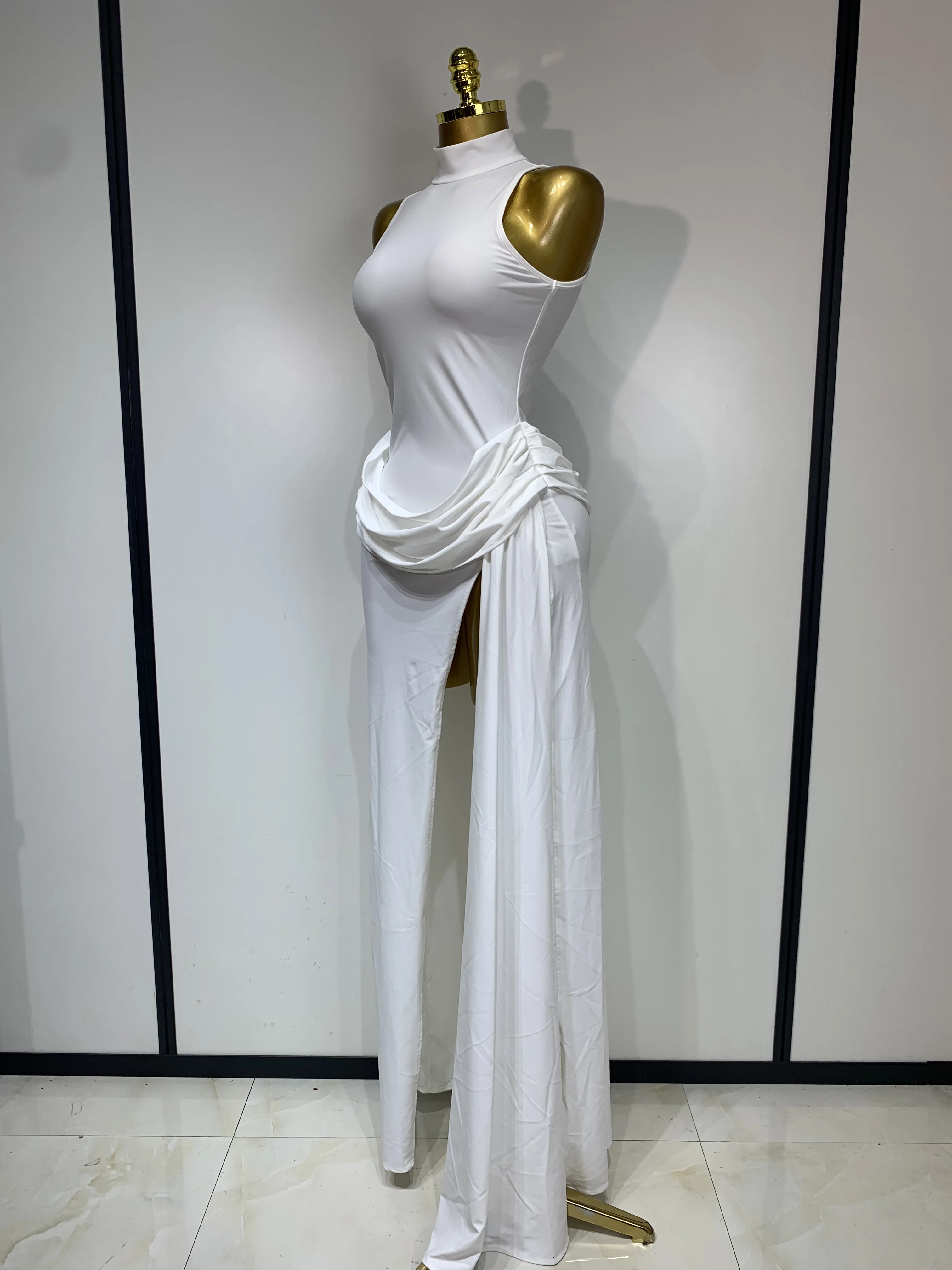 Women Sexy Ruched Black White Split Maxi Long Dress 2025 Celebrity Elegant  Evening Party Fancy Club Birthday Vestido - AliExpress, image size:3024x4032