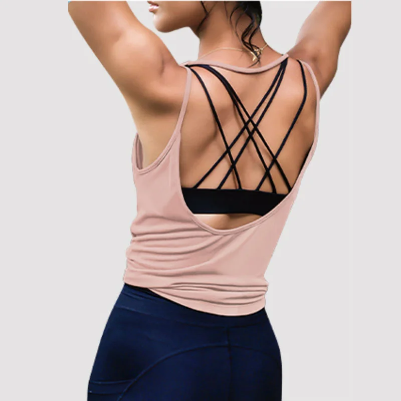 Aiithuug Pilates Top Open Back Yoga Tank Backless Yoga Tank