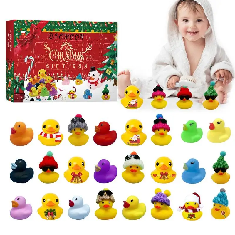 

24 Days Of Christmas Advent Calendar 24 Pcs Funny Bathtub Duckies Set Christmas Countdown Toys For Outdoor Play Bathtub And