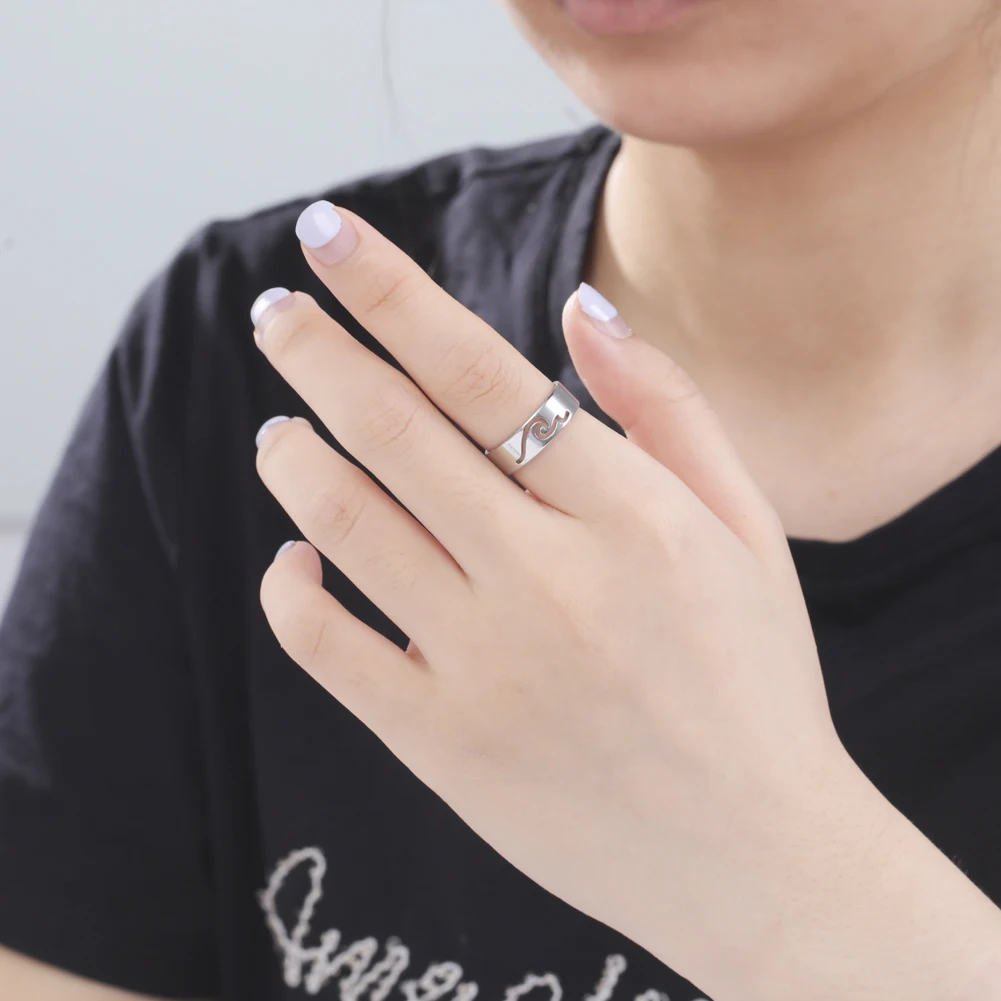 Simple Sea Wave Couple Rings Stainless Steel Paired Rings for Women Men Wedding Birthday Jewelry