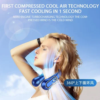 Alternative view of USB Portable Neck Mini Fan with Digital Display [hands-free cooling experience]
