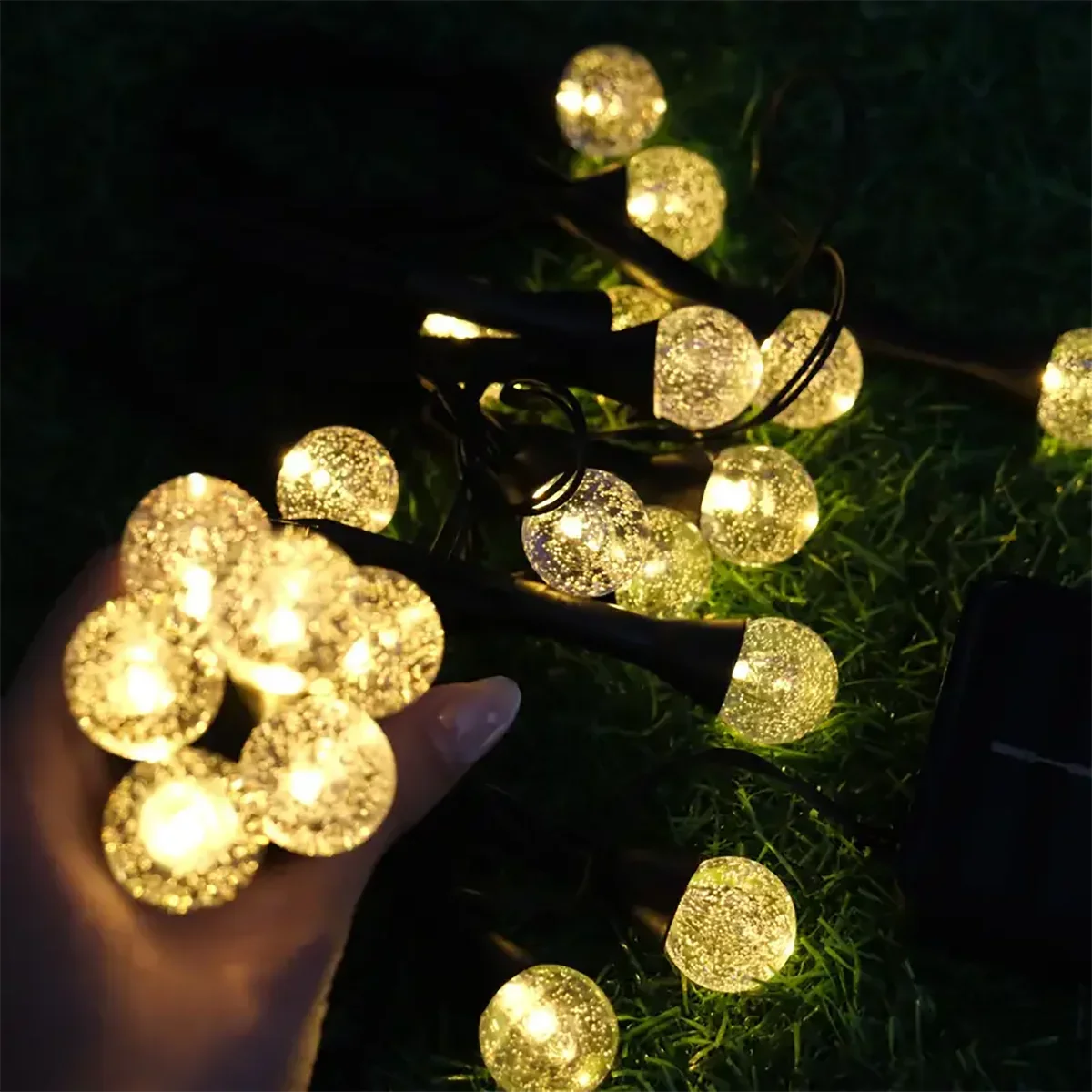 20/30LED Solar Bubble Ball Lawn Lights Outdoor Garden Pilot Light String Lawn Patio Camping Birthday Lawn Decoration Lighting