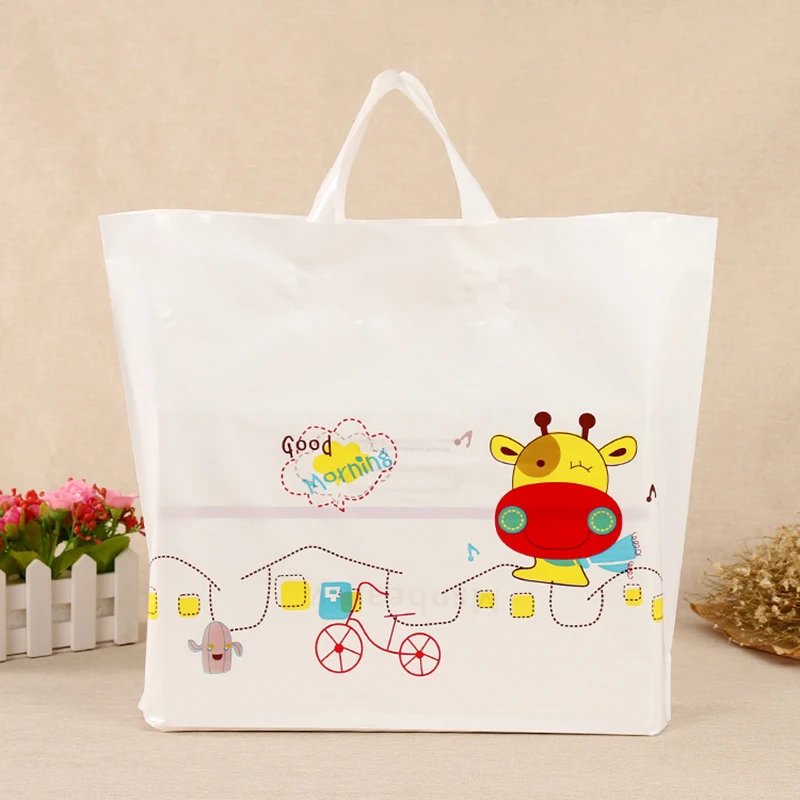 

50Pcs/Lot Cute Cartoon Printed Tote Bags Plastic Gift Bags with Handles High Quality Party Favor Bags Thciken Shopping Bags