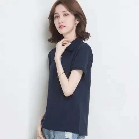 女性用半袖Tシャツ,韓国スタイル,無地,ピンクのボタン,若々しい,エレガントな服